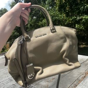 Michael Kors pebble leather satchel purse with long shoulder strap